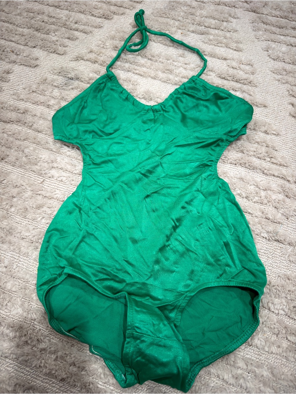 Green One-Piece Halter Swimsuit